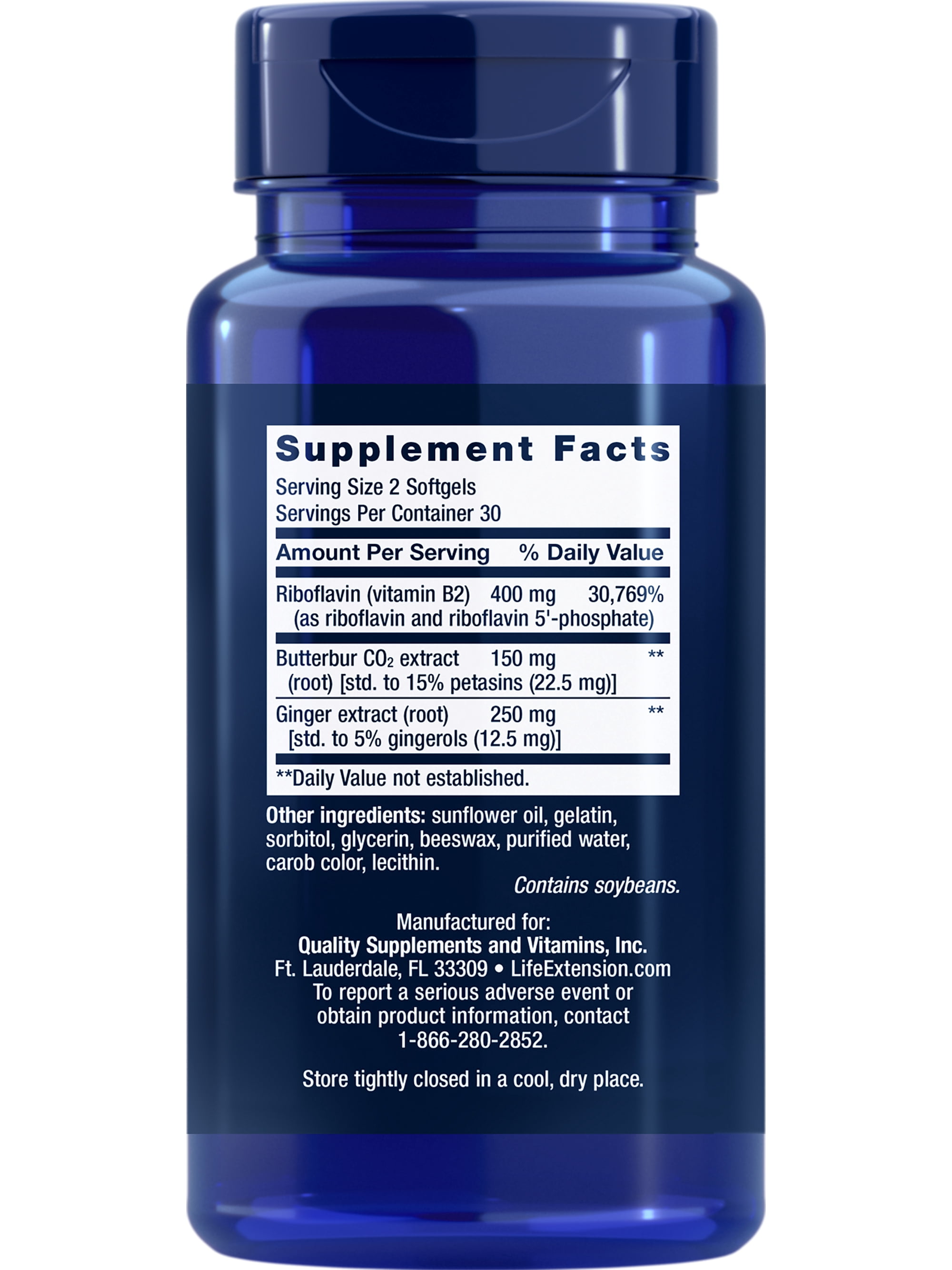 Life Extension Migra-Eeze™, helps relieve general head discomfort, butterbur, ginger, riboflavin, gluten-free, 60 softgels