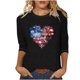 thumbnail image 2 of Fiudx Ofertas Flash Del Día Solo En Línea Blusa Holgada con Estampado Del Día de La Independencia, Manga Tres Cuartos, Cuello Redondo, Informal, para Mujer, 2 of 4