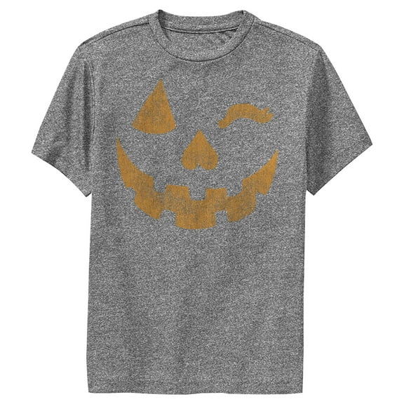 Boy's Lost Gods Halloween Jack-o'-Lantern Wink Performance Graphic Tee Charcoal Heather Small