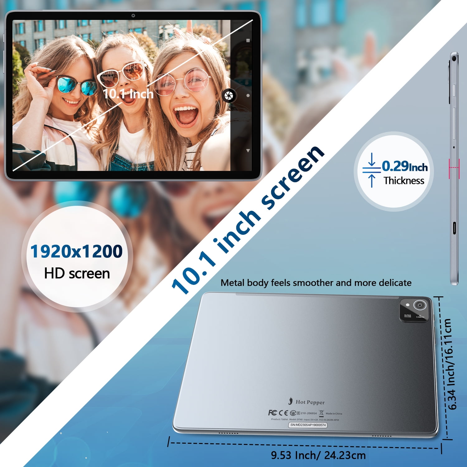 Hot Pepper Android Tablet, Tablets Android 12 6GB RAM+128GB ROM Support 1 TB Expand,1200*1920 IPS Tablet with 8MP+13MP Camera,Bluetooth 5.0,GPS,Parental Control