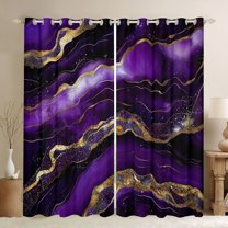 Feelyou Mystic Purple Marbling Blackout Curtains Set of 2 (52x84 Each), Modern Fashion Art Window Curtains, Teens Adult Men Women Curtains and Drapes, Curtains and Drapes Home Decor