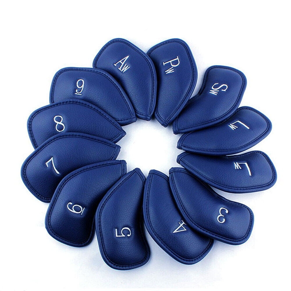 Leather Golf Headcovers Irons Set 12 Pcs Club Iron Head Covers Driver Mallet