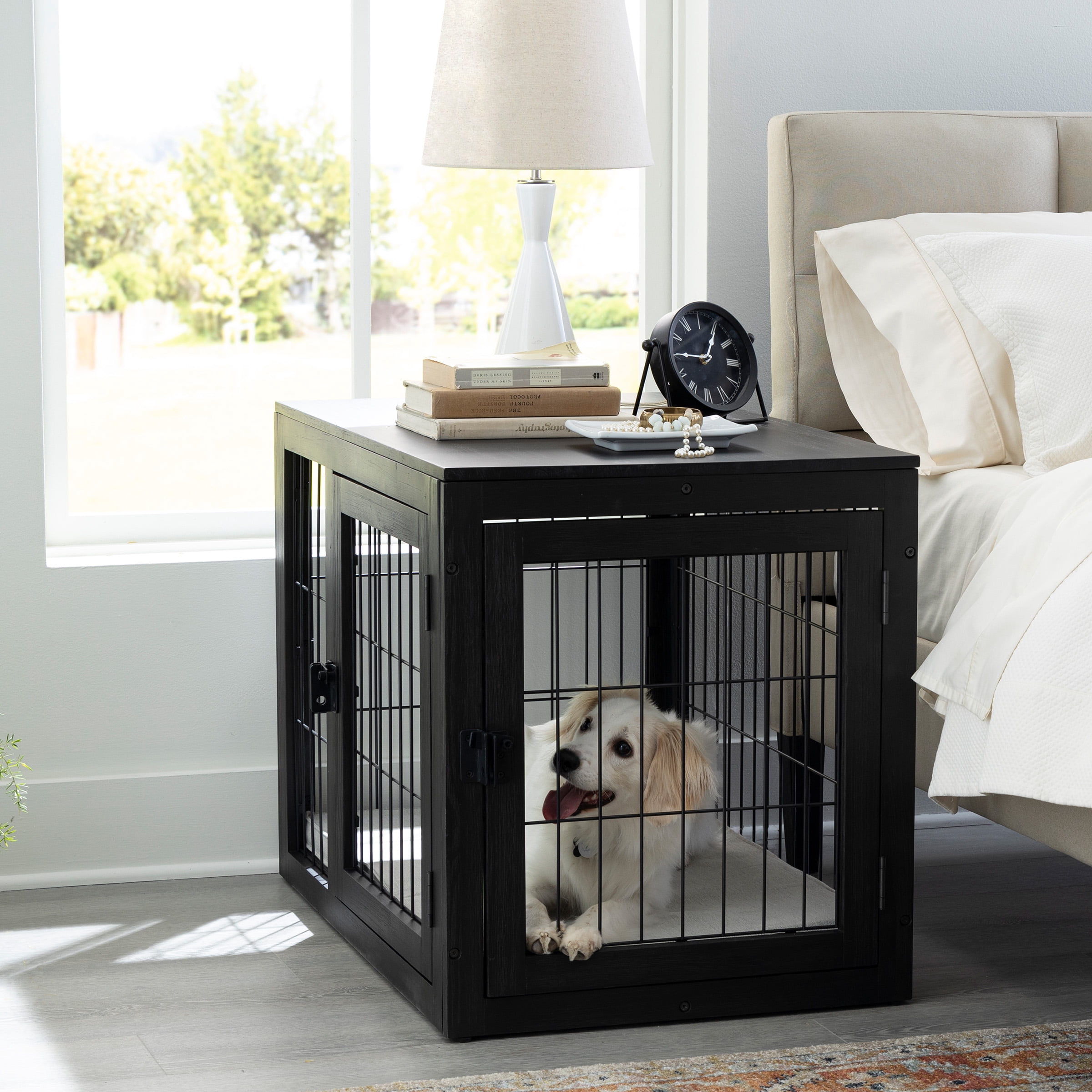 PETMAKER Furniture-Style 2-Door Pet Kennel & Crate for Dogs with Cushion