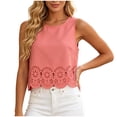thumbnail image 2 of NTACZA Tank Tops Summer Tops for Women 2026 Eyelet Scalloped Hem Casual Crew Neck Solid Sleeveless Keyhole Back Vacation Relaxed Size L, 2 of 6