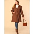 thumbnail image 3 of GRACE & GRANDEUR Women's Plus Size Notched Lapel Single Breasted Long Coats, 3 of 6