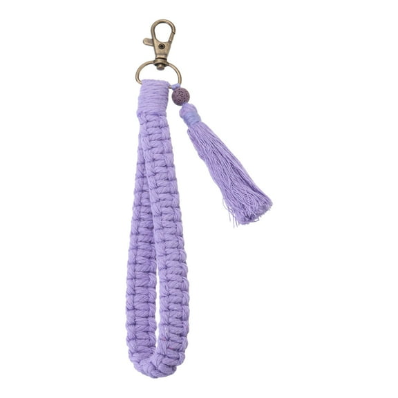 Uxcell Boho Macrame Keychain Boho Tassel Wrist Keychain Light Purple