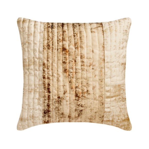Housse de Coussin de Canapé, Décorative Or 18"x18 Pouces (45x45 cm) Housses de Coussin, Coussins en Velours Matelassé & Feuille pour Canapé, Motif Rayé Style Moderne - Auric