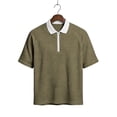 thumbnail image 7 of BVnarty Men's Summer Waffle Knit Raglan Short Sleeve Zip Lapel Top Relaxed Fit Casual Outdoor Street Daily Fashion Tee Army Green L, 7 of 7