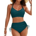 thumbnail image 1 of WILLBEST Traje de Baño de Manga Larga Para Mujer, Conjuntos de Bikini de Cintura Alta Para Mujer, Trajes de Baño Con Cordón, Traje de Baño Cruzado Con Lazo En La Espalda, 1 of 5