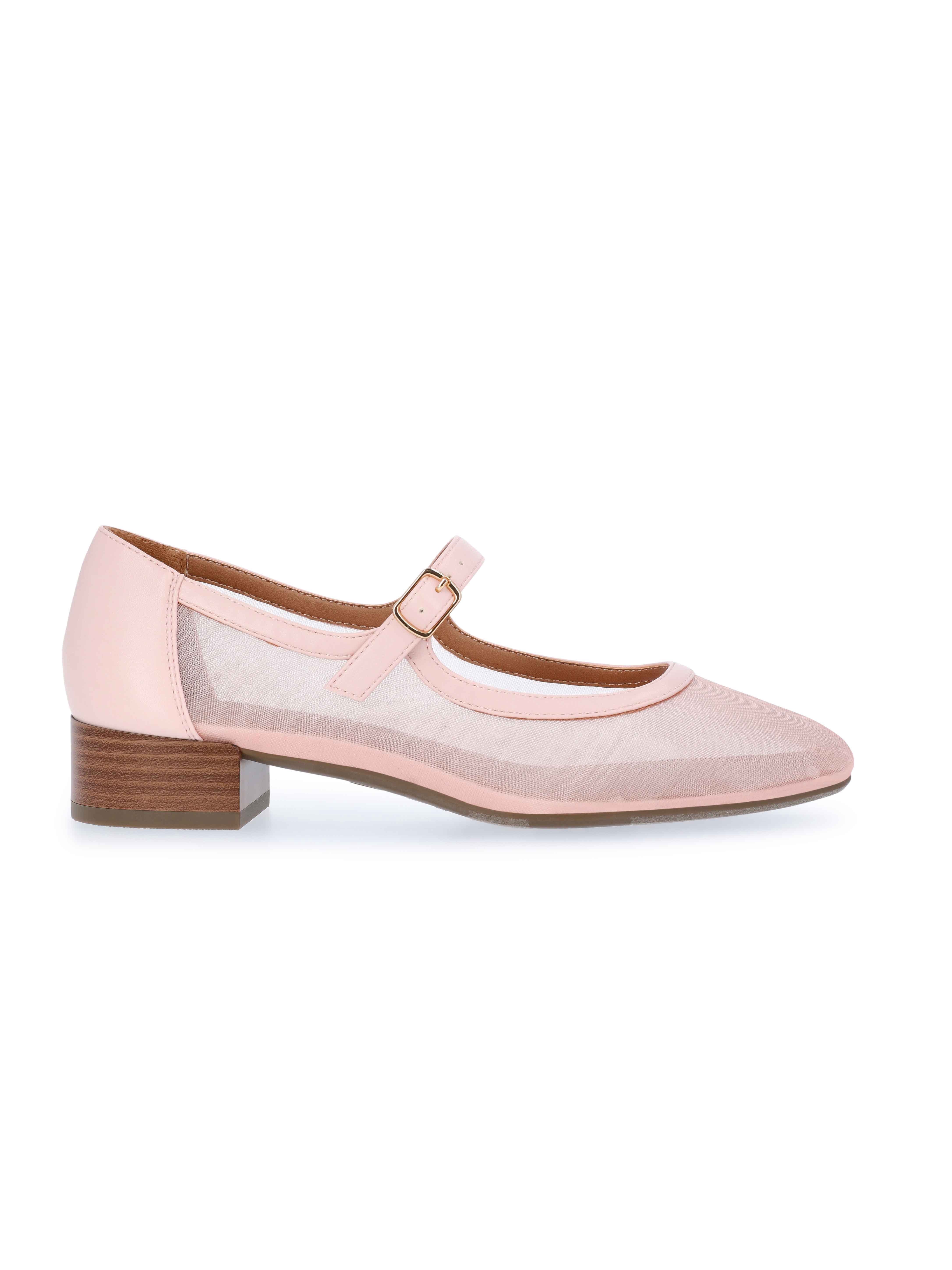 Free Assembly Women's Mesh Block Heel Mary Jane Shoes