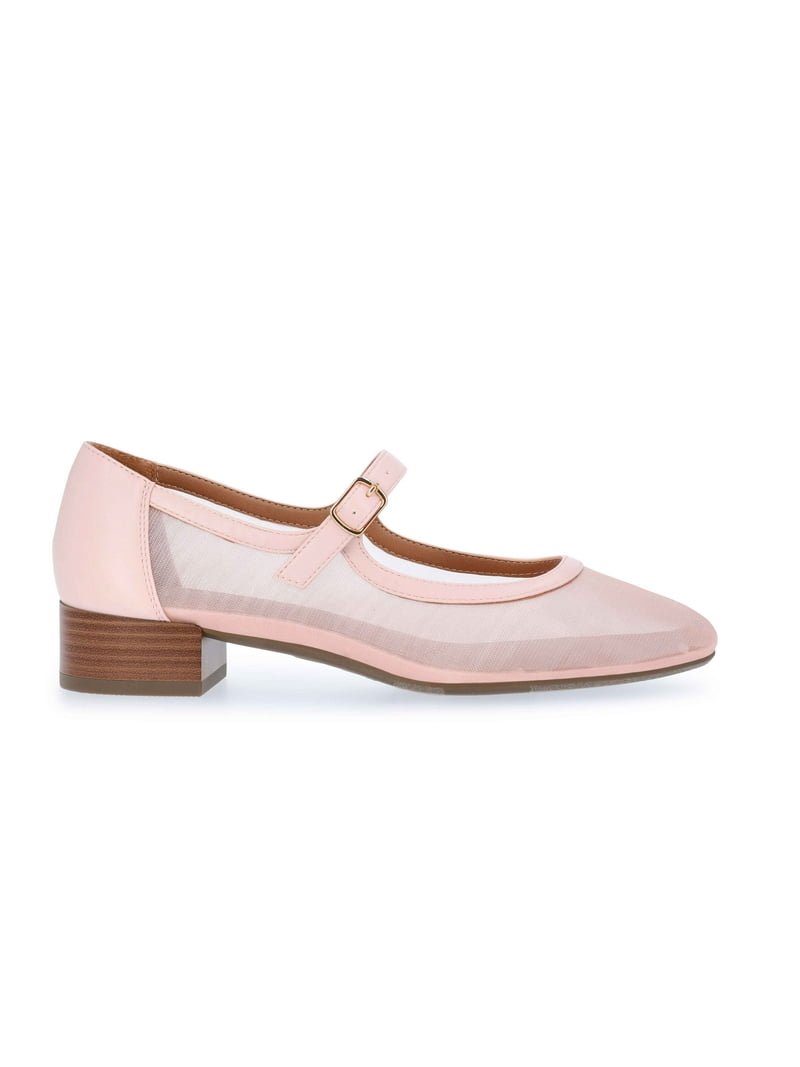 Free Assembly Women's Mesh Block Heel Mary Jane Shoes - Walmart.com