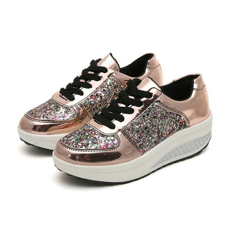 

Outdoor Sports Sneakers Thick-Soled Shaking Rocking Shoes for Office Home Outdoor Wear 40 Gold