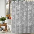 thumbnail image 4 of Grey White Snowflake Christmas Shower Curtain, Winter Xmas Snowflakes Waterproof Fabric Shower Curtains with 12 Hooks, Bathroom Curtain Set for Bathroom Accessories Decor, 36 x 72 Inches, 4 of 9