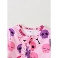 thumbnail image 5 of FEORJGP Infant Baby Girl Halloween Bodysuits 0 3M 6M Toddler Ruffled Long Sleeve Rompers Skull/Candy Print Jumpsuits Zip Up Footie Headband Kids LittlCute Sweet Comfy Outfits for Spring Fall, 5 of 8