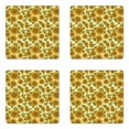 thumbnail image 1 of Sunflower Coaster Set of 4, Funky Style Sunflower in Pastel Colors Old Fashioned Nostalgic Vintage Print, Square Hardboard Gloss Coasters, Standard Size, Green Yellow, by Ambesonne, 1 of 2
