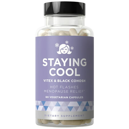 Staying Cool Hot Flashes & Menopause Natural Relief - Hormonal Weight Support, Night Sweats, Disturbed Sleep, Mood Swings - Vitex Chaste Tree & Black Cohosh Pills - 60 Vegetarian Soft