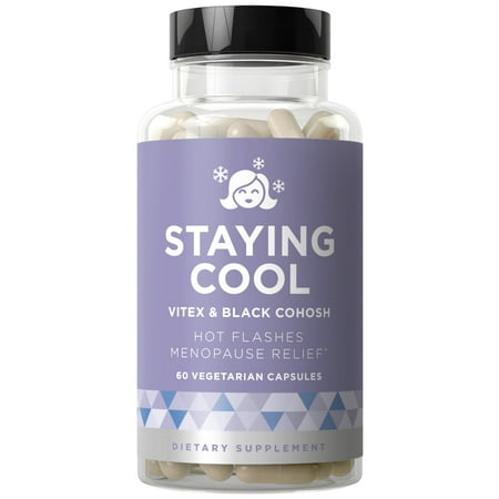 Staying Cool Hot Flashes & Menopause Natural Relief - Hormonal Weight Support, Night Sweats, Disturbed Sleep, Mood Swings - Vitex Chaste Tree & Black Cohosh Pills - 60 Vegetarian Soft (Best Treatment For Menopause Mood Swings)