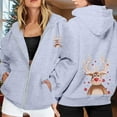 thumbnail image 2 of WILLBEST Sudadera Deportiva para Mujer Ladies' Christmas Printed Zipper Long Sleeved Pocket Adjuststring Casual Hooded Sweatshirt 2043 X-Grande, 2 of 8