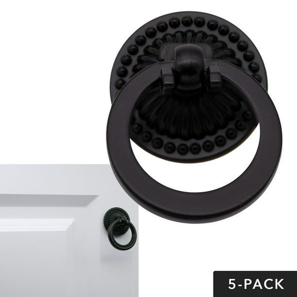 Matte Flat Black Cabinet Hardware Ring, Ring Pull Hardware For Dressers