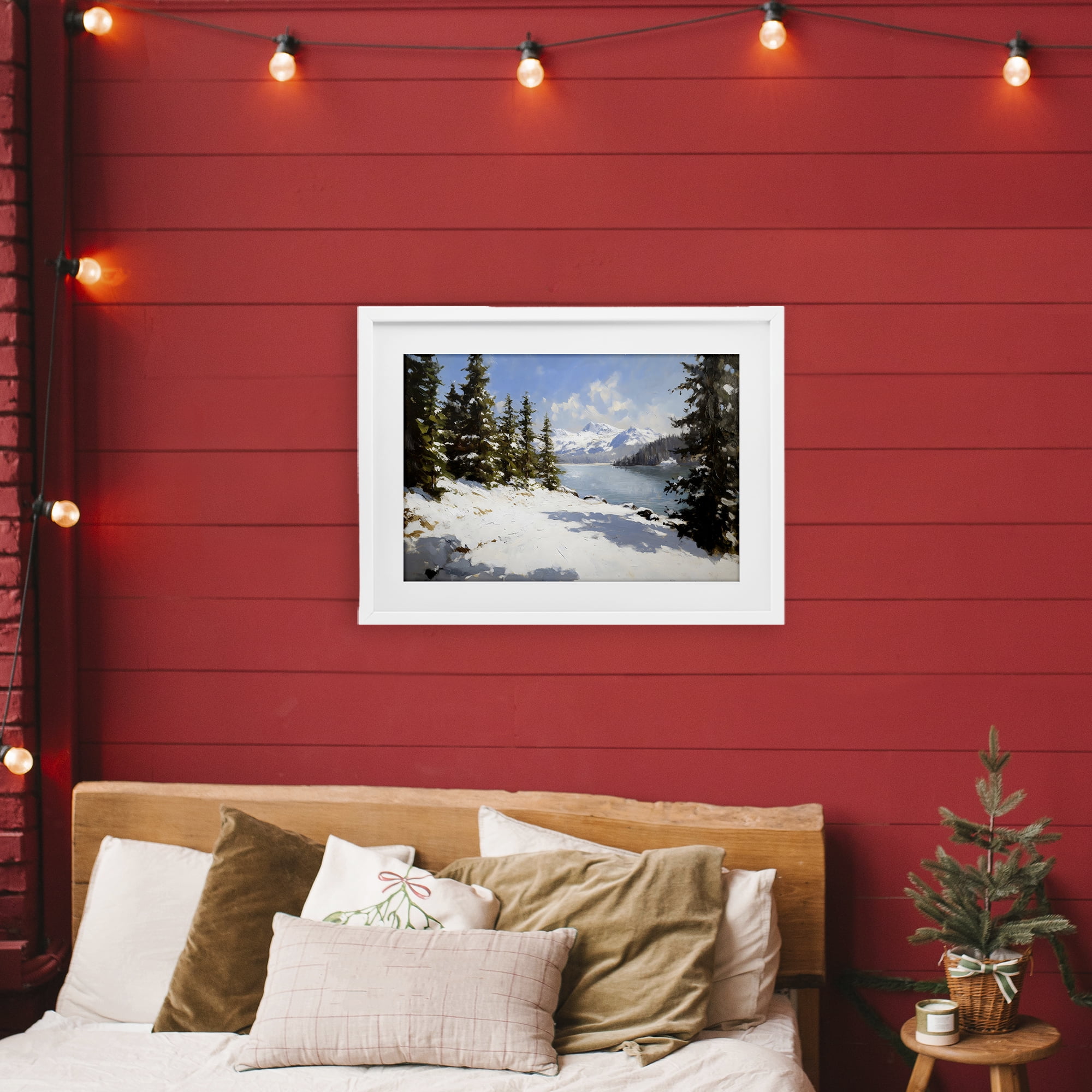 Way Up North Landscape White Framed Print Under Glass, design by Petal Prints Design