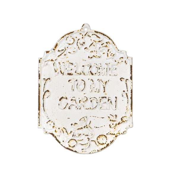 Sungmor Rustful Crafts Cast Iron WELCOME TO MY GARDEN sign, Decorative Garden Marker, Beautiful Outdoor Yard Patio Wall or Fence Decoration, Vintage Hanging Welcome Signs to Gardening Lovers