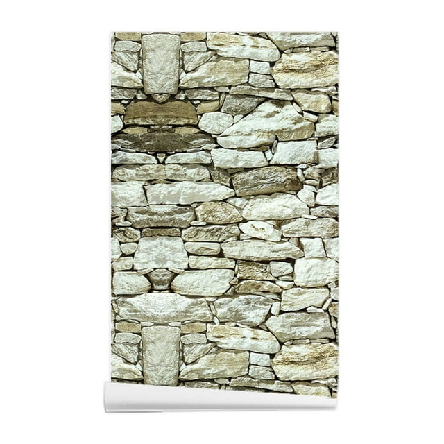 Papier Peint Rétro en Briques, Papier Peint Vinyle Gris Effet Pierre à Peler et Coller, Papier Peint Effet Pierre à Peler et Coller pour un Style Stylé et Réaliste, un Autocollant Mural