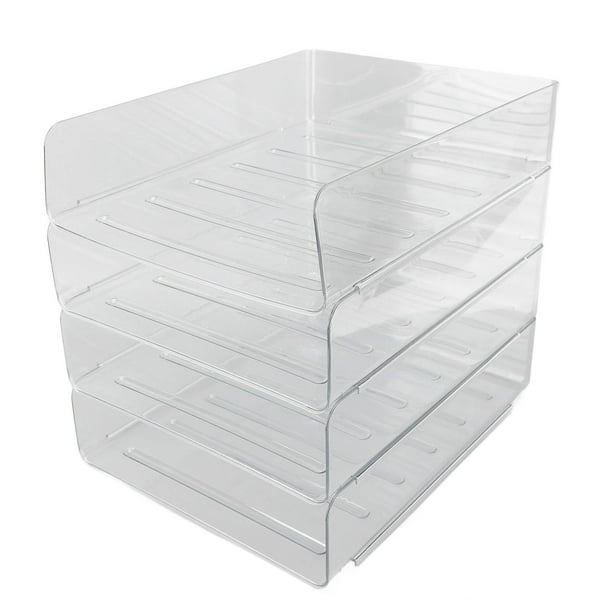 Juego De Bandejas Para Cartas De Escritorio, Organizador De Escritorio Transparente Con Bandeja Para Cartas, Diseño Apilable De 4 Capas Para Oficina