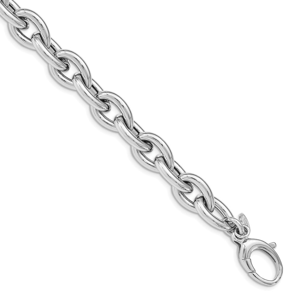 925 Sterling Silver Rhodium-plated Polished Fancy Link Bracelet 7.75