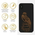 thumbnail image 4 of Case Yard Wooden Case for iPhone-X Soft TPU Silicone cover Slim Fit Shockproof Wood Protective Phone Cover for Girls Boys Men and Women Supports Wireless Charging Bird of Prey Design, 4 of 7