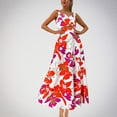 thumbnail image 2 of Birdeem Robes pour Femmes Mode Été Classique Imprimé Bretelles Col en V Grande Jupe, 2 of 12