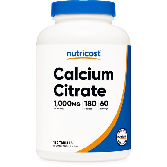 Nutricost Calcium Citrate (1,000mg) 180 Tablets - Vegan, GMO-Free, Gluten-Free, 60 Servings