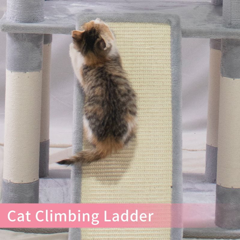 Cat Tree 67 Inch Multi-Level Large Tall Cat Tower with 3 Plush Top Perches,4 Sisal Scratching Post Cat Condo Play House Kitty Activity Center