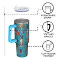 thumbnail image 4 of OBREWU Dogs with Flowers Tumbler with Handle and Lid,Dogs with Flowers 40oz Double Wall Vacuum Insulated Tumbler,Cups Gift for Women and Men, 4 of 7