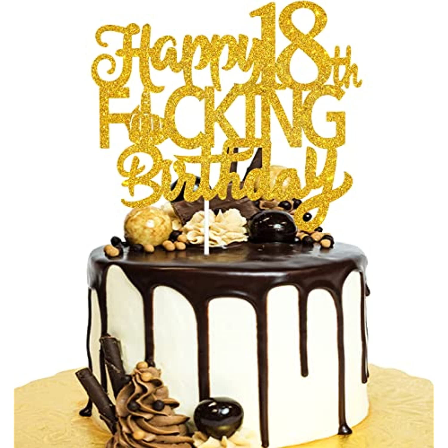 Happy 18Th Fuxking Birthday Cake Topper - Gold Glitter Funny 18Th Birthday Party Cake Supplies - Hello 18Th Birthday Decoration Happy 18Th Fuxking Birthday Cake Topper - Gold Glitter Funny 18Th Birthday Party Cake Supplies - Hello 18Th Birthday Decoration