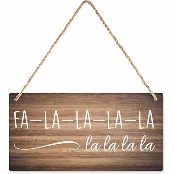 Hanging Wood Sign Home Decorative Fa La La La La Christmas Song Rustic Wood Plaque House Decor For Front Door Porch Room, Playroom Decoration 12X6 Inch