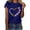 bleu, variante sur SMihono Hauts pour Femmes Été Chic Décontracté Femmes Décontracté Impression de Lettres Manches Courtes Col Rond T-Shirt Ample Blouse Hauts Grande Taille T-Shirt