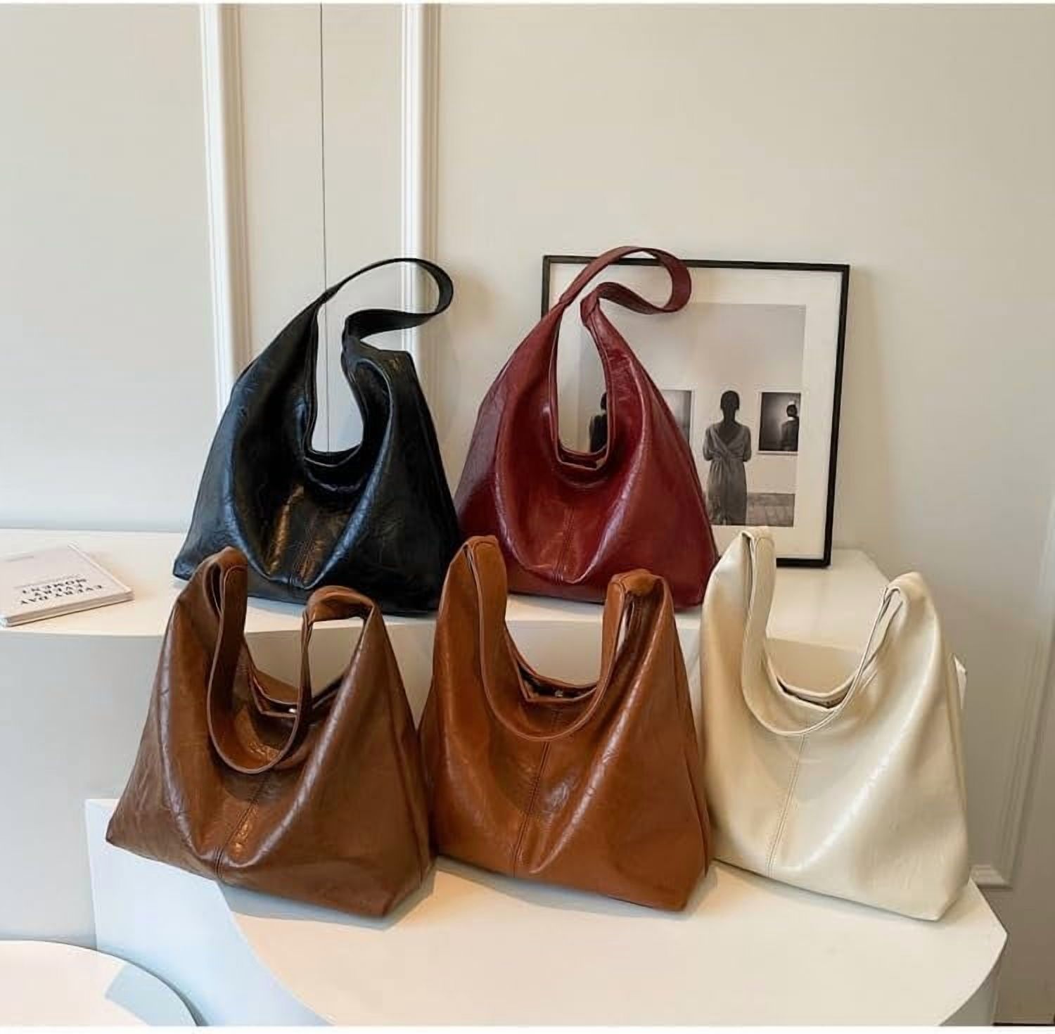 Purses for Women Slouchy Hobo Bag Soft PU Leather Hobo Bags for women Large Capacity Work Tote Bag Shoulder Handbag