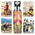 thumbnail image 7 of Yayeee 33oz Insulated Water Bottle Double Wall Stainless Steel with Flip Straw Lid, Purple Abstract Floral, 7 of 7