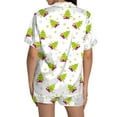 thumbnail image 5 of Christmas Pajamas for Women Set Women Pajamas Graphic Printed Silk Satin Cute Sleepwear Buttons Short Sleeve Tops Shorts Sets, 5 of 5