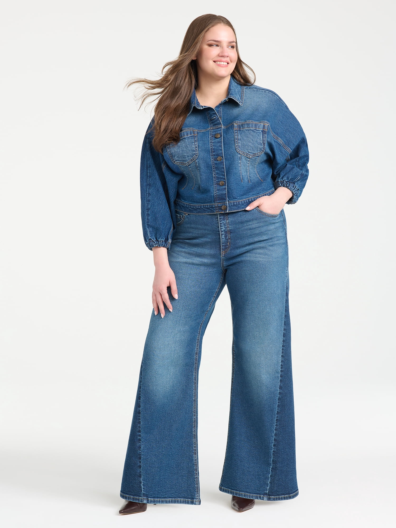 Sofia Vergara Women's Plus Size Darted Denim Waist Jacket Sizes 14W-26W
