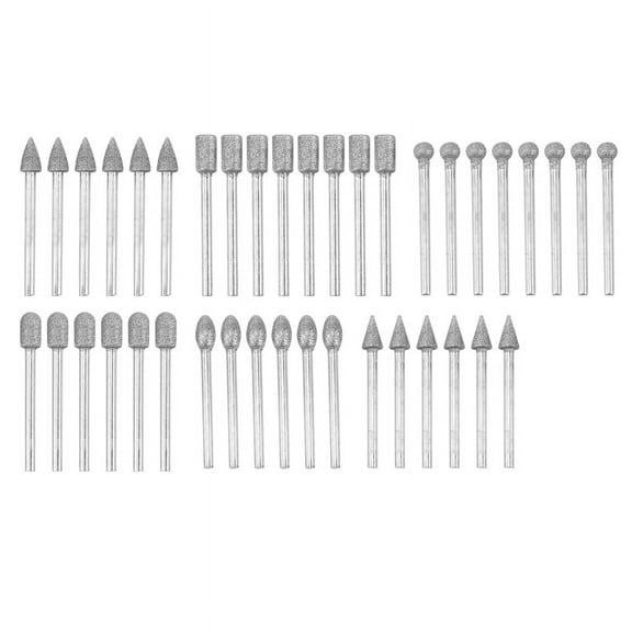40 Pieces Diamond Burr Bits Stone Carving Set for Rotary Tool with 1/8 Inch Shank for Polishing Engraving Stone