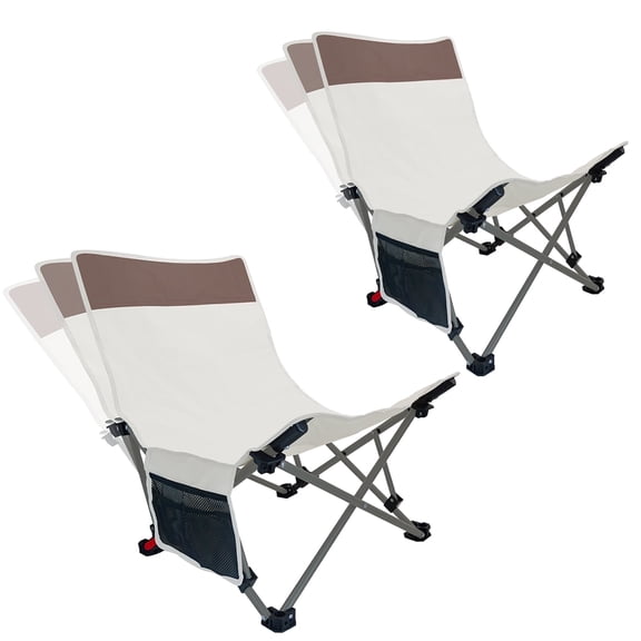 WTVIDAS Backpack Beach Chairs 2 Pack with Adjustable Backrest & Side Pocket, Low Folding Camping Chairs for Adults.Portable Reclining Chairs for Beach, Travel