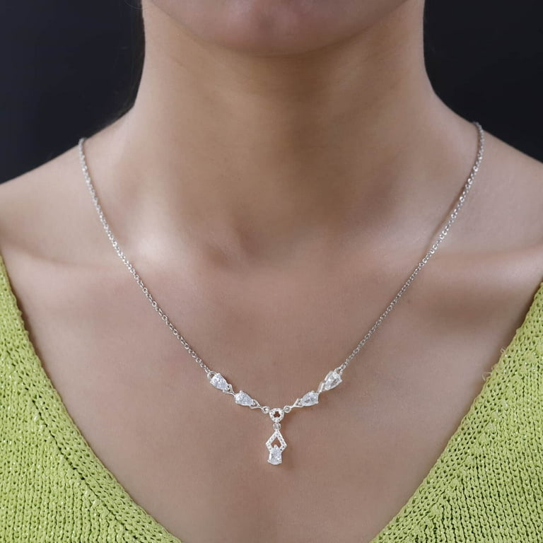 ☆Hei☆ sv925 pear cubic necklace HE24WINSG110XXFR Cubic Zirconia CZ Pear 925 Sterling Silver Stainless Steel