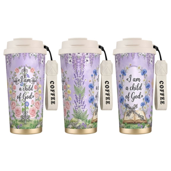 1pc cross Thermos, 18oz Travel Cup Car Coffee Mug for Women, Mother's Day Gift, Leak-proof