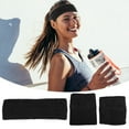 thumbnail image 2 of Unique Bargains 3 pcs Sport Headband Wristband Stretchy Cotton Blend Sweat Absorbing Black, 2 of 7