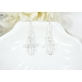 thumbnail image 5 of Mini Cross Inlaid White Mother of Pearl Sterling Silver Dangle Earrings, 5 of 8