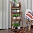 thumbnail image 4 of 3 Tier Folding Wooden Flower Stand Plant Display Stand Nature Plant Shelf for Living Room Balcony Patio Yard Indoors & Outdoors, 4 of 20