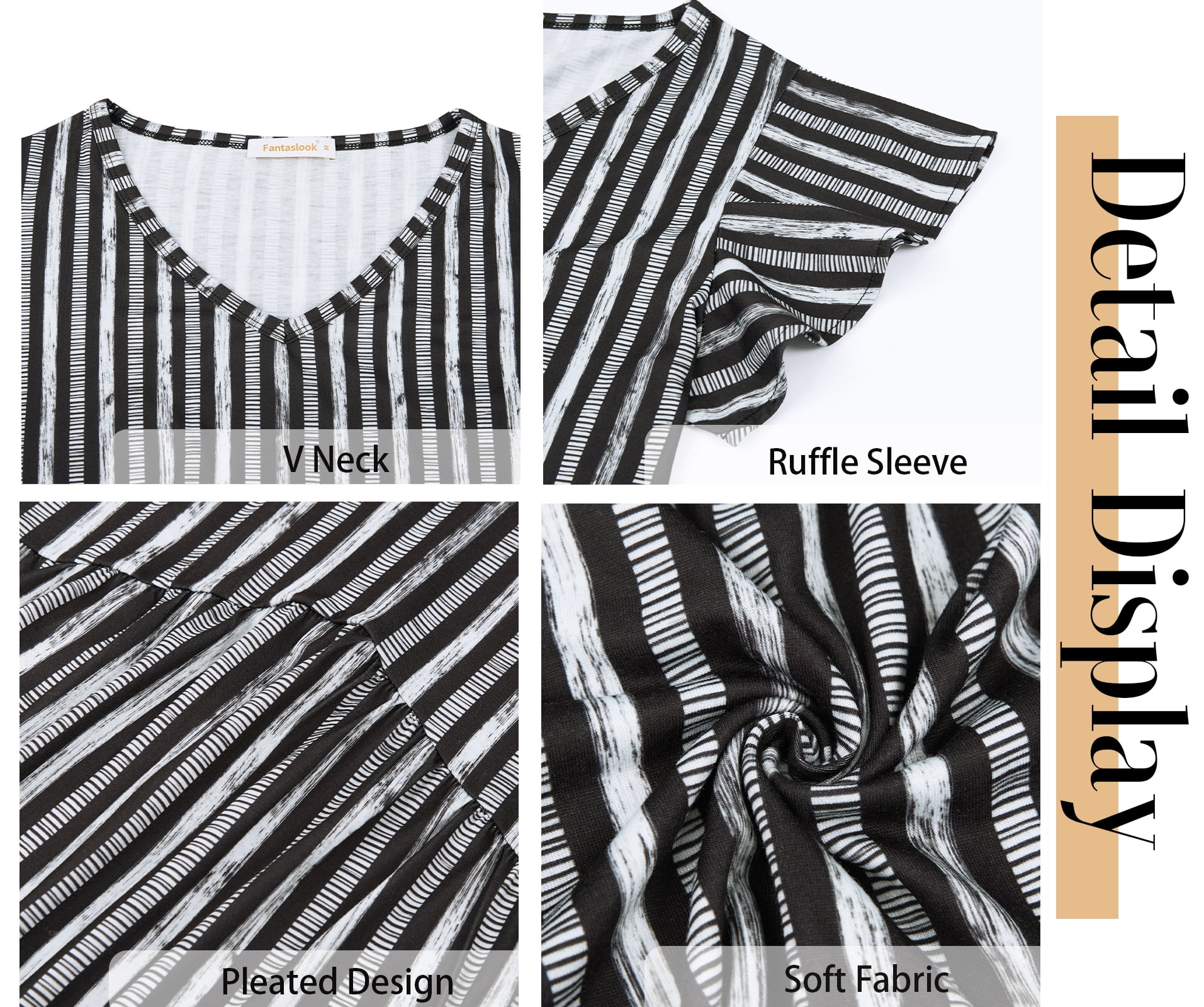 Fantaslook Womens Tops V Neck Short Sleeve Summer Shirts Babydoll Peplum Tops Tunic Dressy Casual Blouses