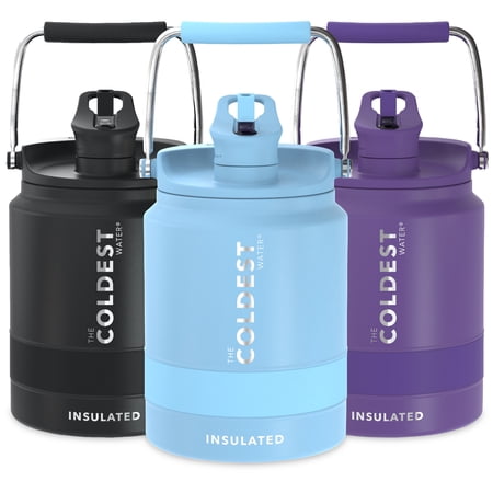 Coldest Sports Water Bottle - 1/2 Gallon (Straw Lid)  Leak Proof  Vacuum Insulated Stainless Steel  Hot Cold  Double Walled  Thermo Mug  Metal Canteen (1/2 Gallon  Fusion Blue)