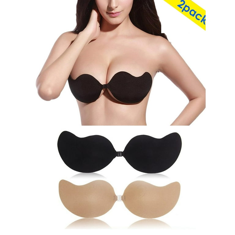 Spencer 2pcs Women Push Up Invisible Bra Backless Strapless Adhesive Sexy  Seamless Bra Magic Sticky A Cup